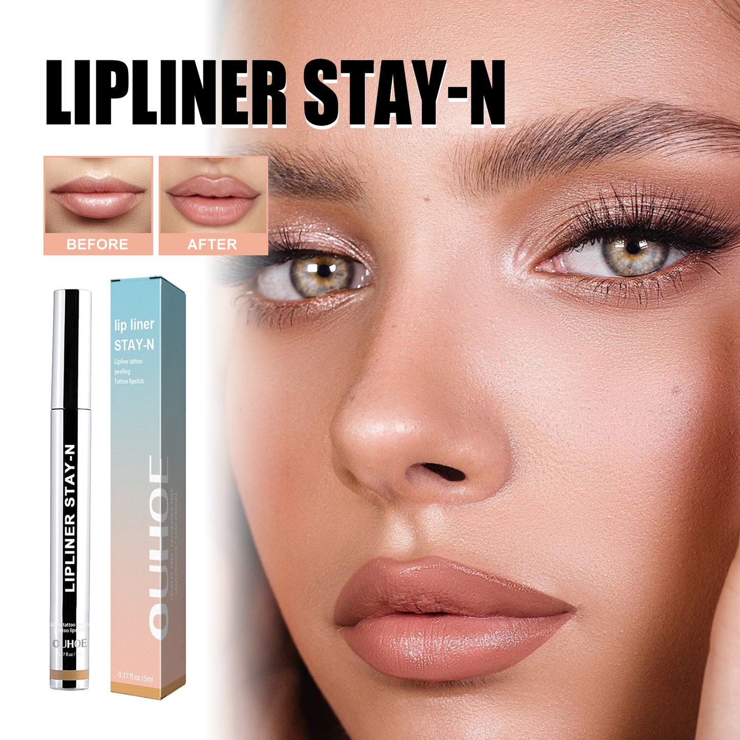 Peel-Off Lip Liner Light Brown - 5ml Lip Makeup Pencil
