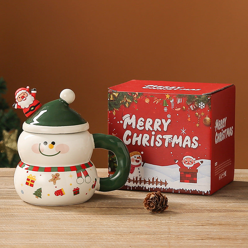 Christmas Snowman Ceramic Water Cup - Large Capacity Festive Drinkware