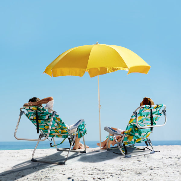 Folding Beach Chair with Lemon Pattern - Lightweight Aluminum Frame
