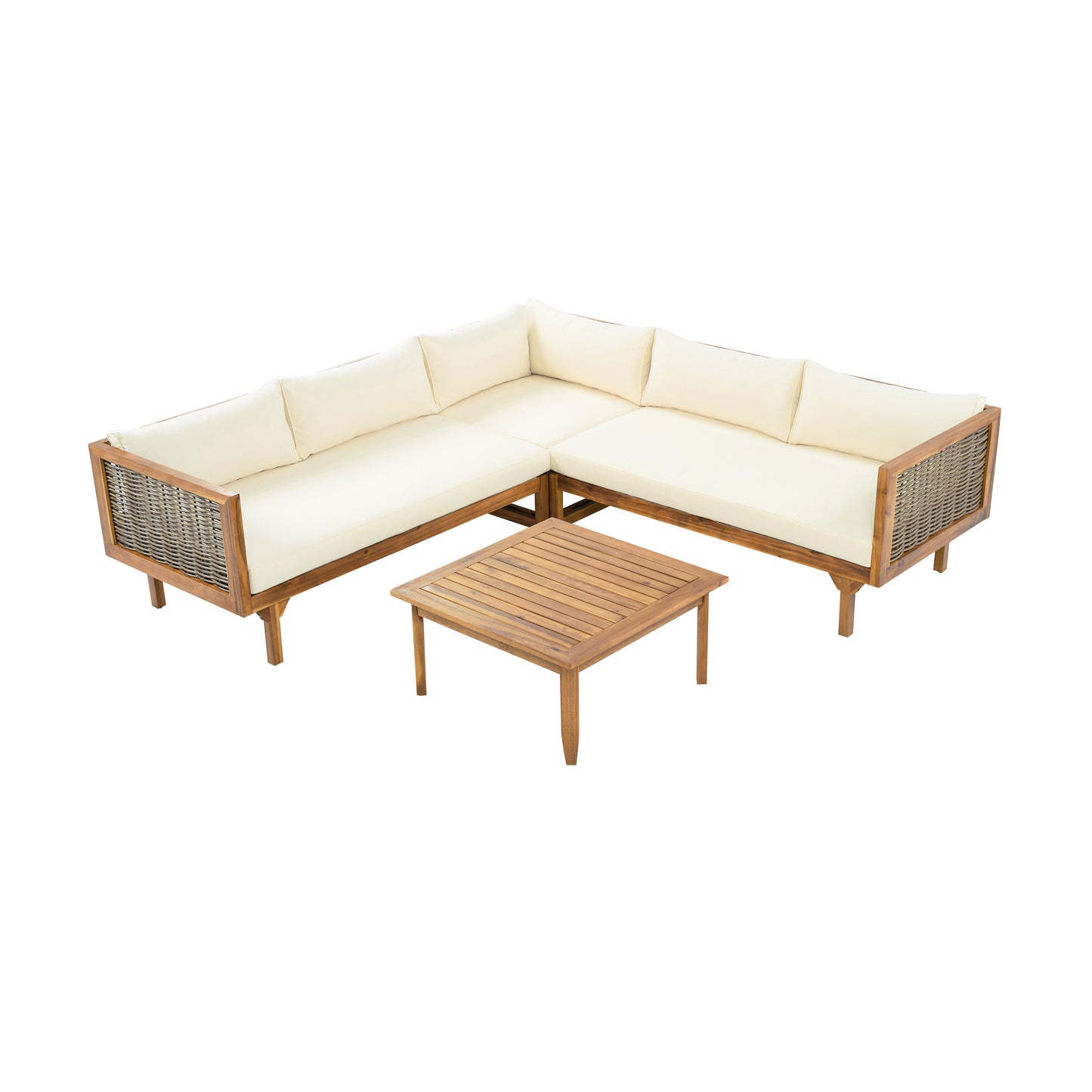 Premium Outdoor Sectional Sofa Set with Waterproof Cushions - Beige