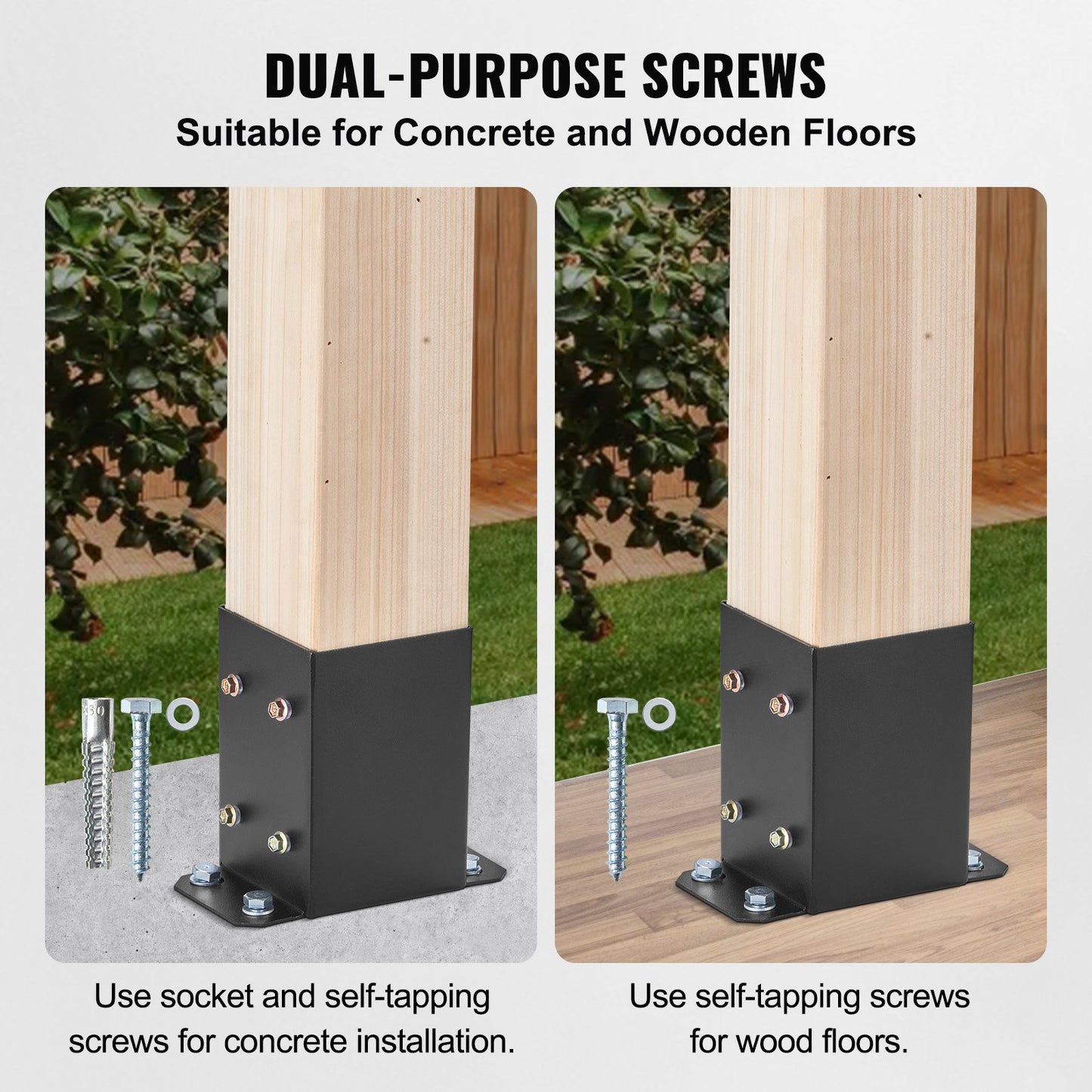 Heavy Duty Post Base Brackets 4x4 Wood Post Support Set Black - Secure Deck & Pavilion