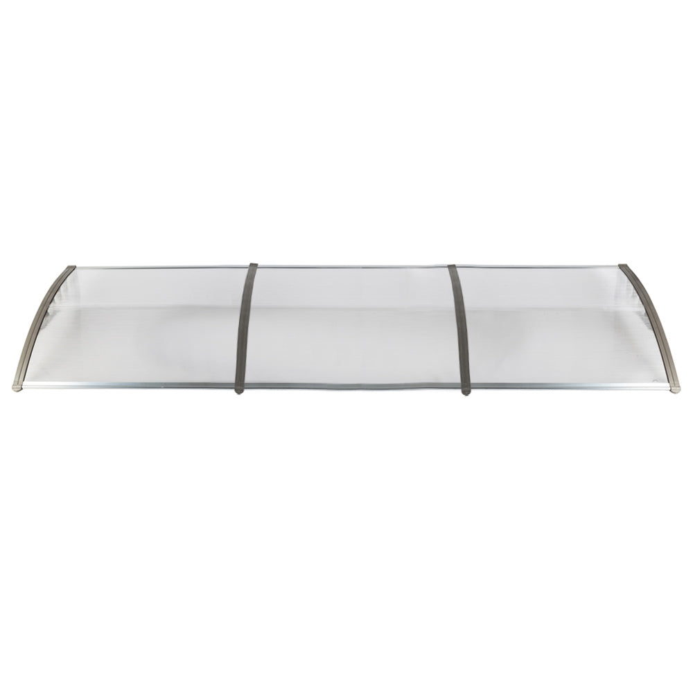 Outdoor Window Awning Canopy 120x38 Inch Polycarbonate Cover Sun Rain Snow Protection Grey