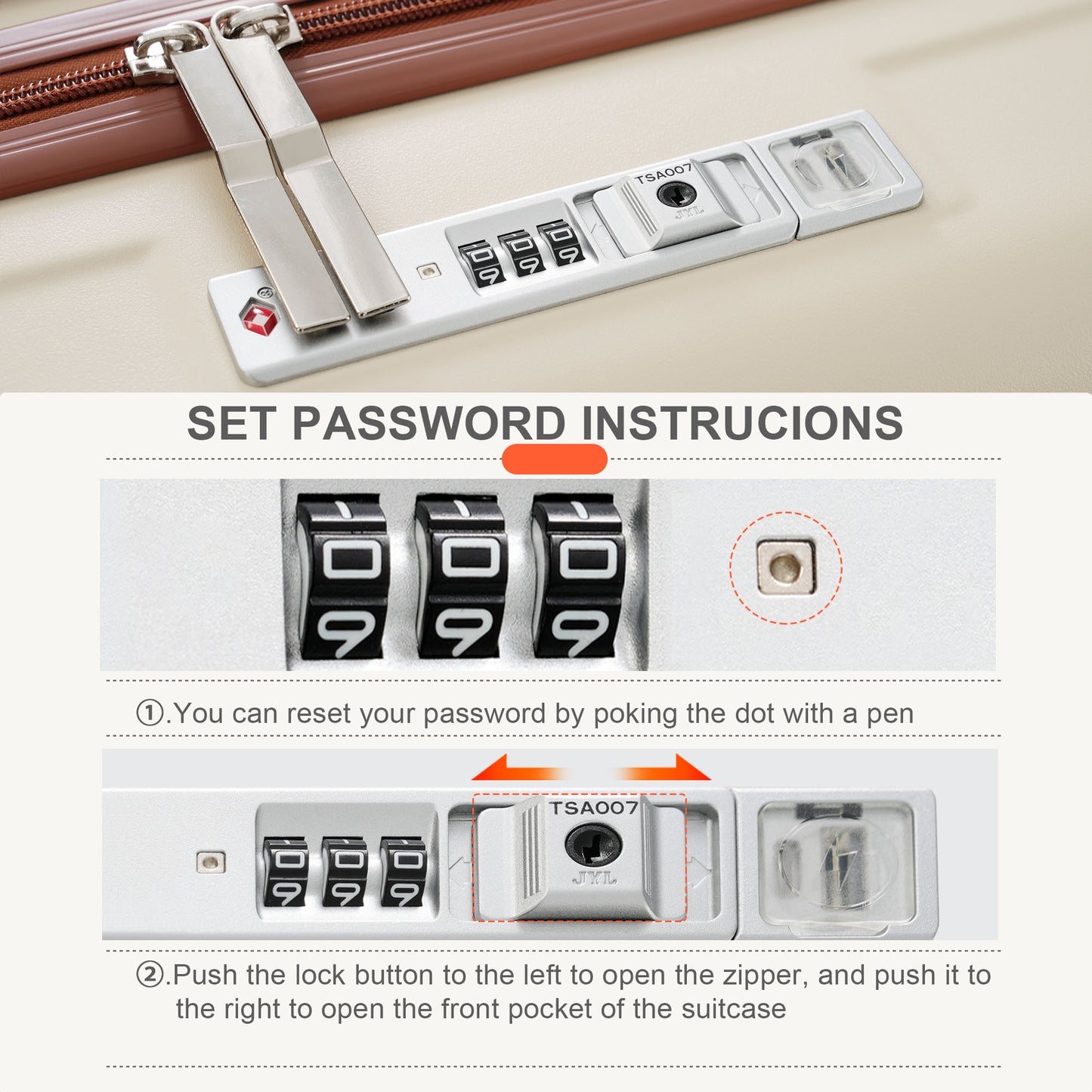 3-Piece Luggage Set with USB Port - 20, 24, 28 Inch, Ivory