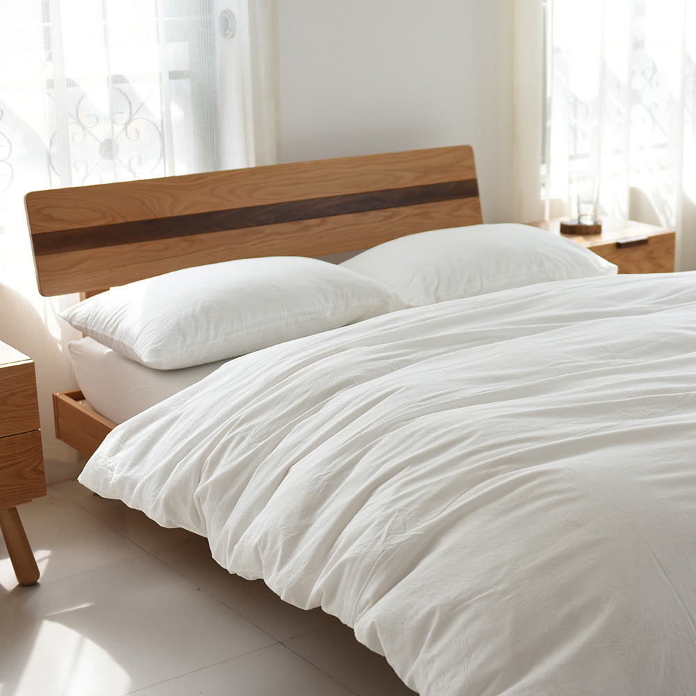 Solid Color Cotton Bed Sheet Set - Four-Piece Dormitory Bedding