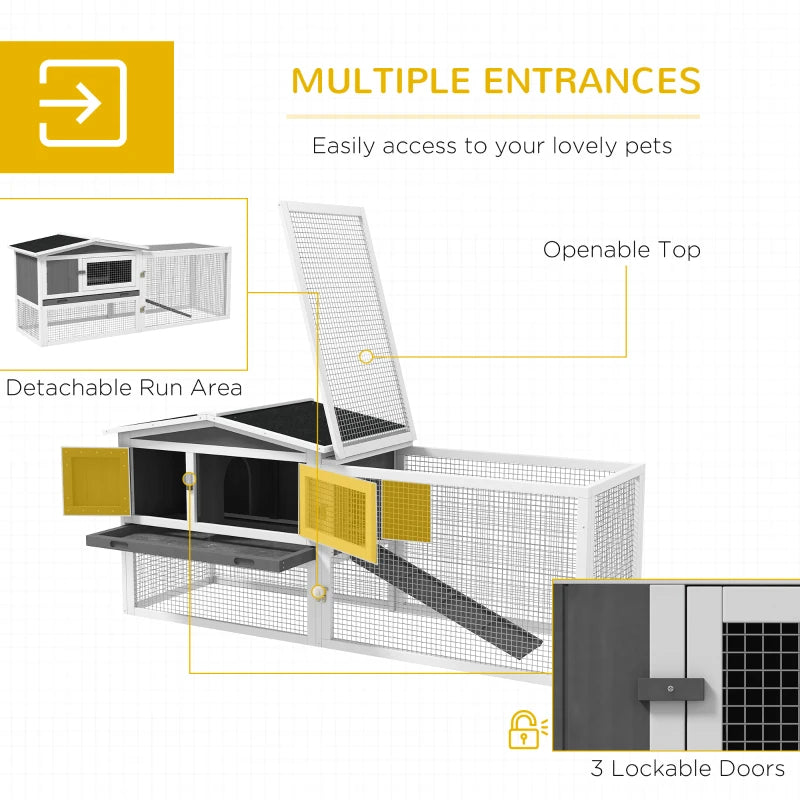 Outdoor Bunny & Small Animal Cage with Slide-Out Tray - Light Gray