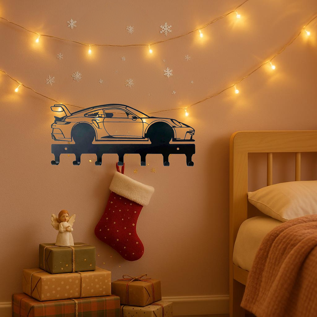 Racing Car Keychain & Wall Mount Hook - Stylish Key Holder