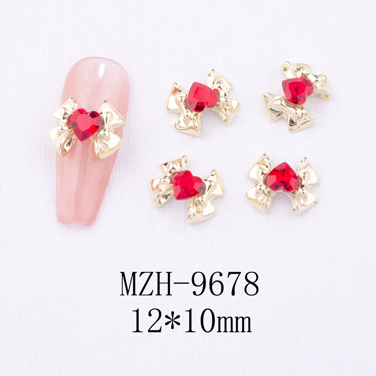 Glass Nail Decorations with Red Bow Design - Assorted Series
