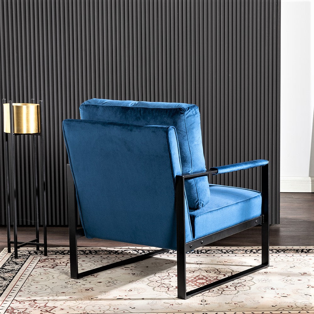 Classic Mid Century Modern Accent Chair With Durable Square Metal