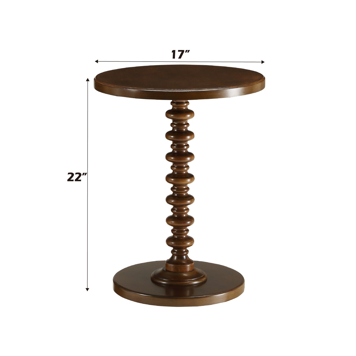Walnut Finish Round Accent Table with Pedestal Base
