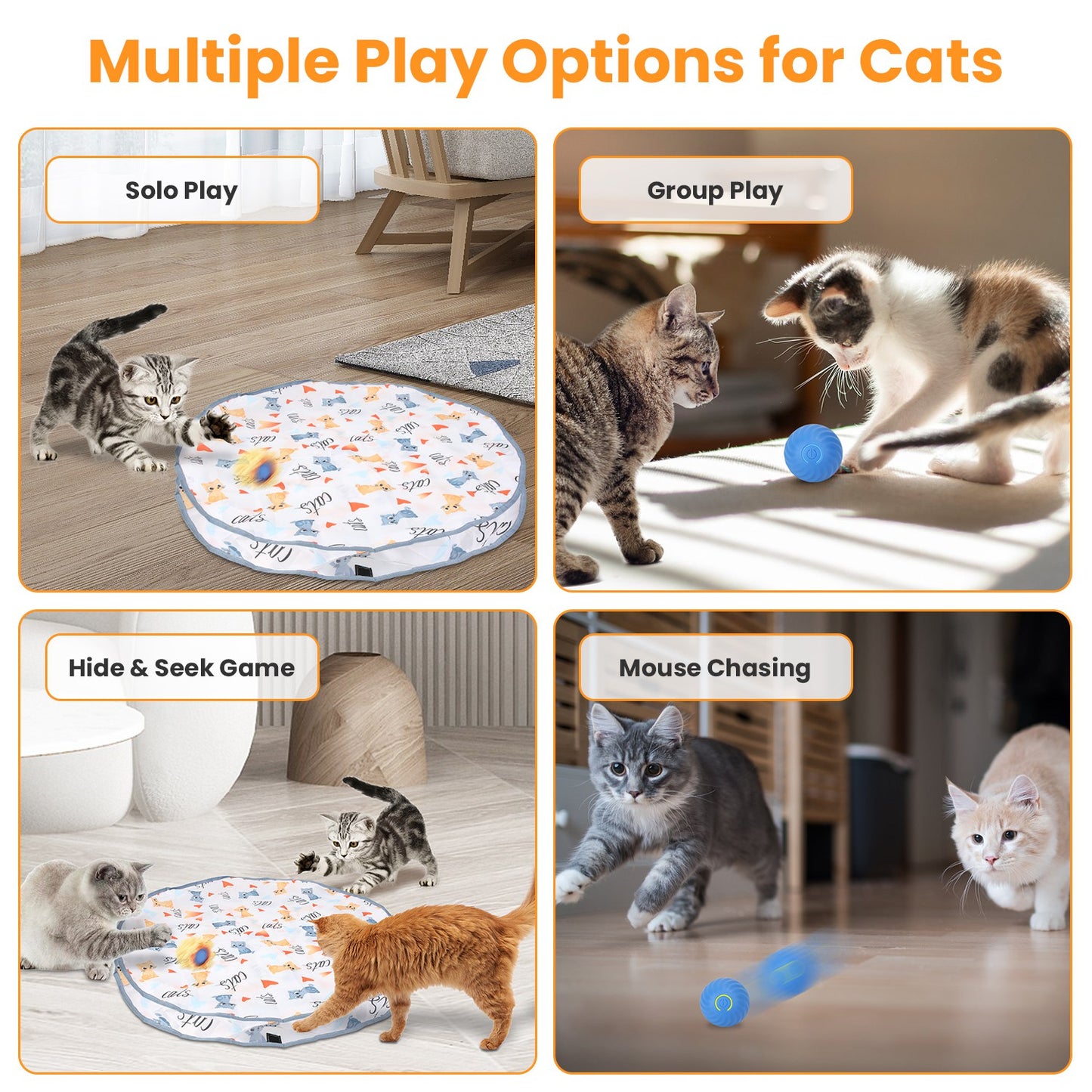 Interactive Cat Toy Ball with Rechargeable Motion Activation for Indoor Cats