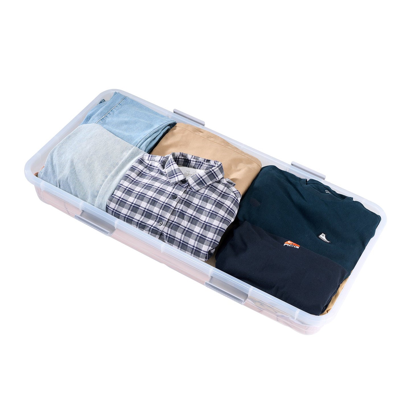 Under Bed Storage Containers with Wheels, 39.8 x 20.1 x 5.9 Inch, 2 Pack, Gray Lid & Latch