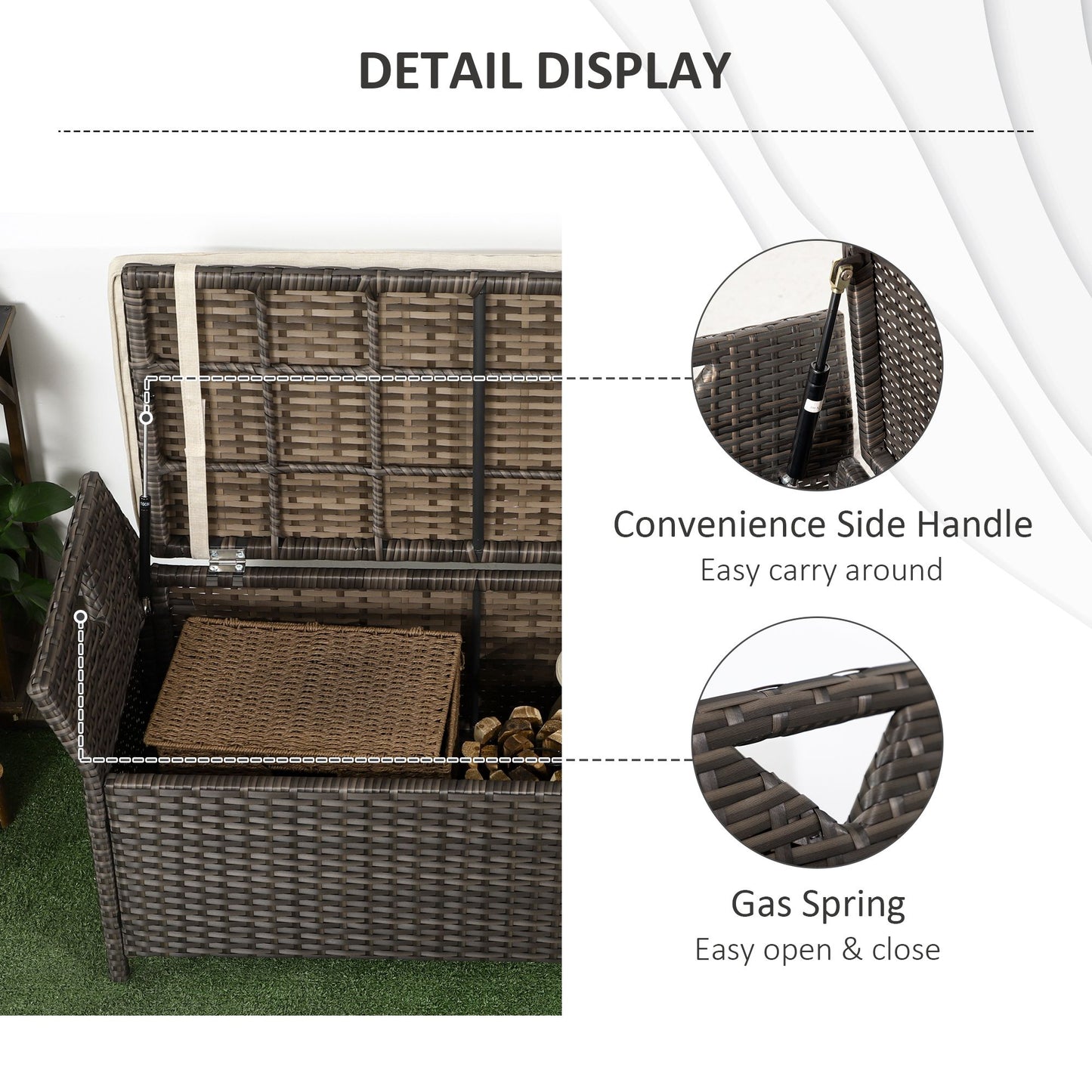 29 Gallon Outdoor Wicker Storage Bench with Cushion - Red