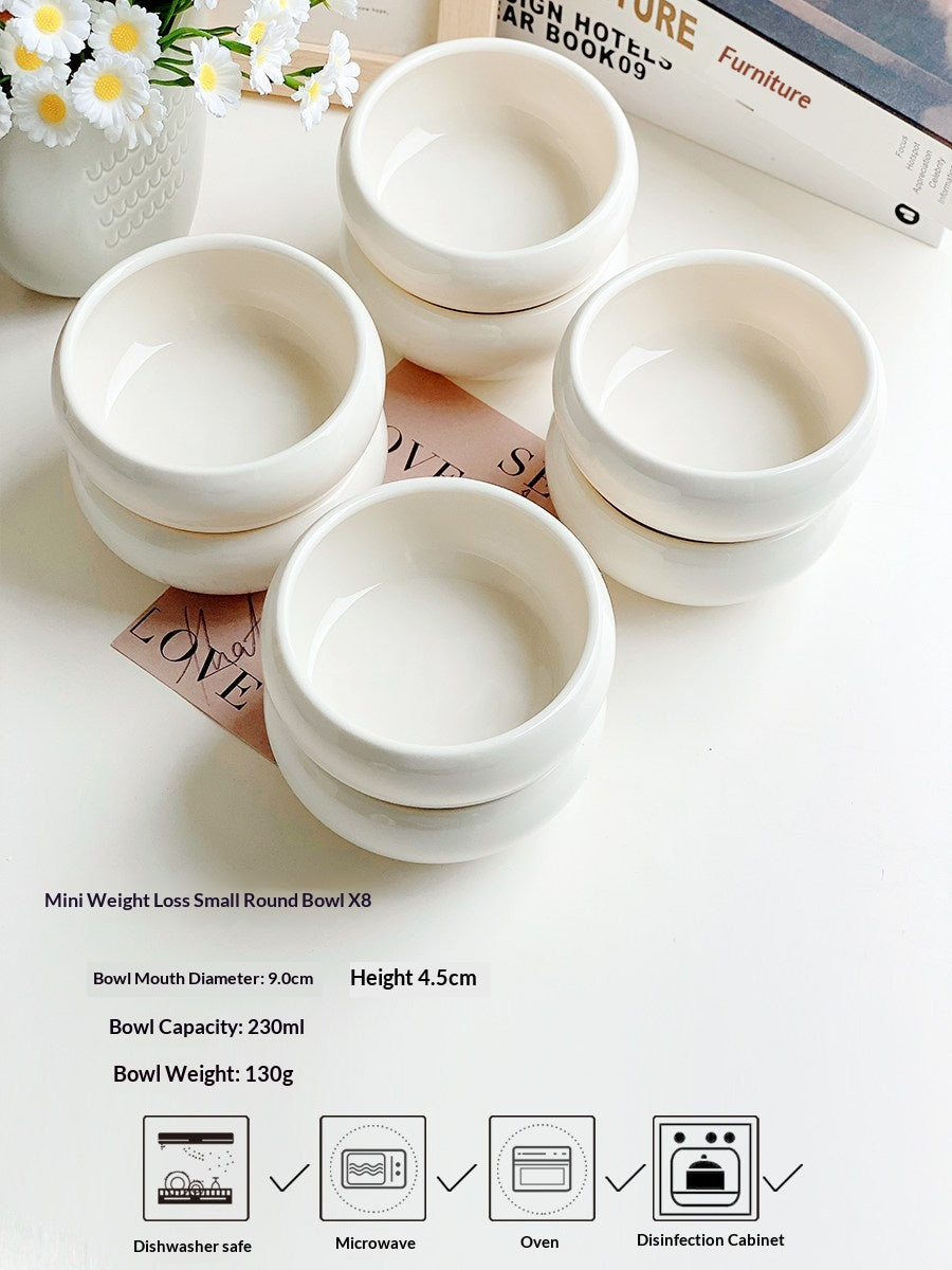 Korean-Style Ceramic Rice Bowl Set - Small Round Dining Bowls for Kitchen