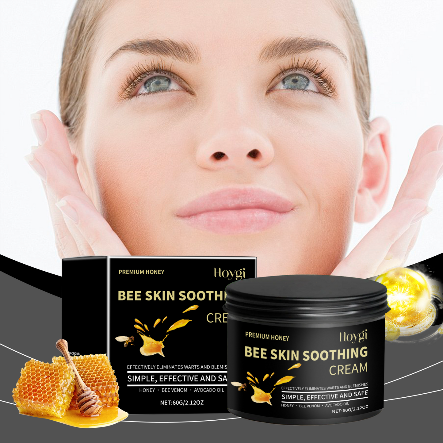 Honey Moisturizing Face Cream with Avocado Oil & Bee Venom - 60g
