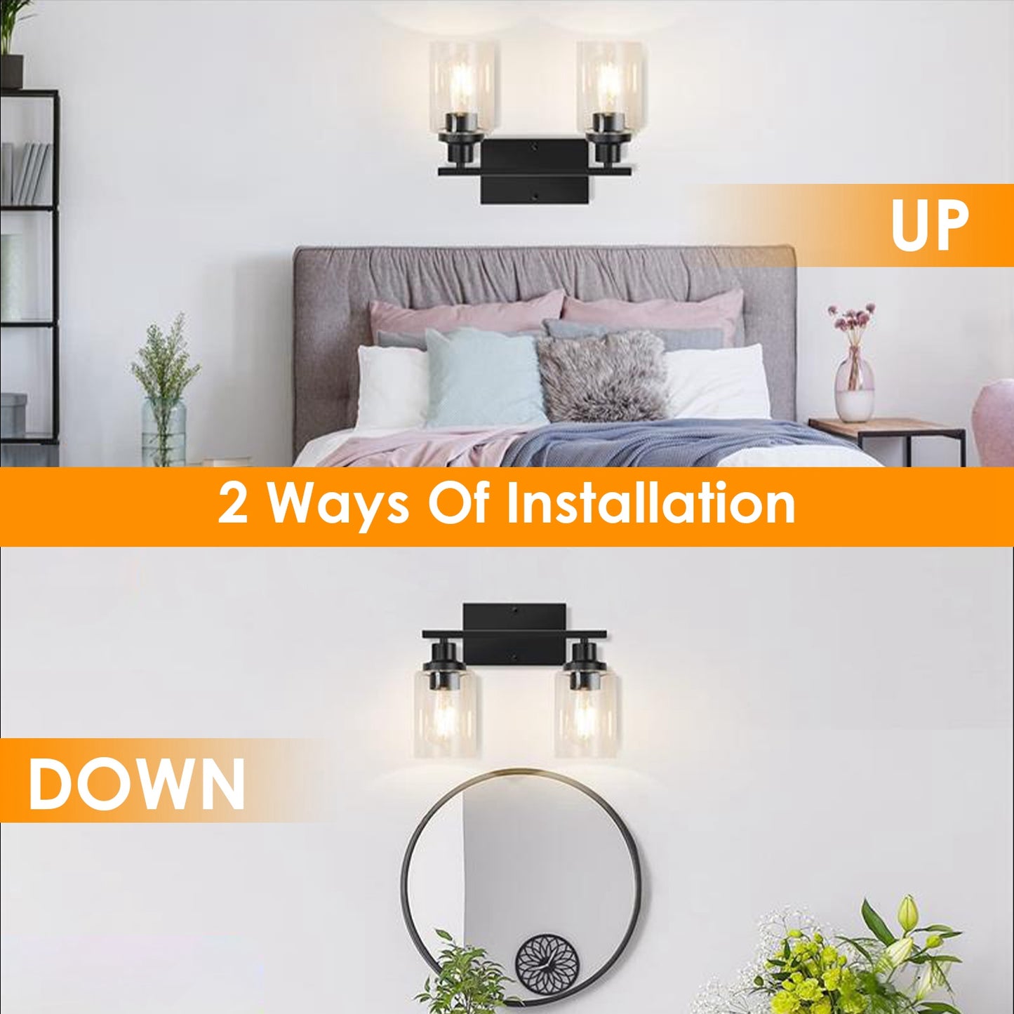 Modern 3-Light Wall Sconce with Glass Shades - Bathroom Vanity & Living Room Lighting