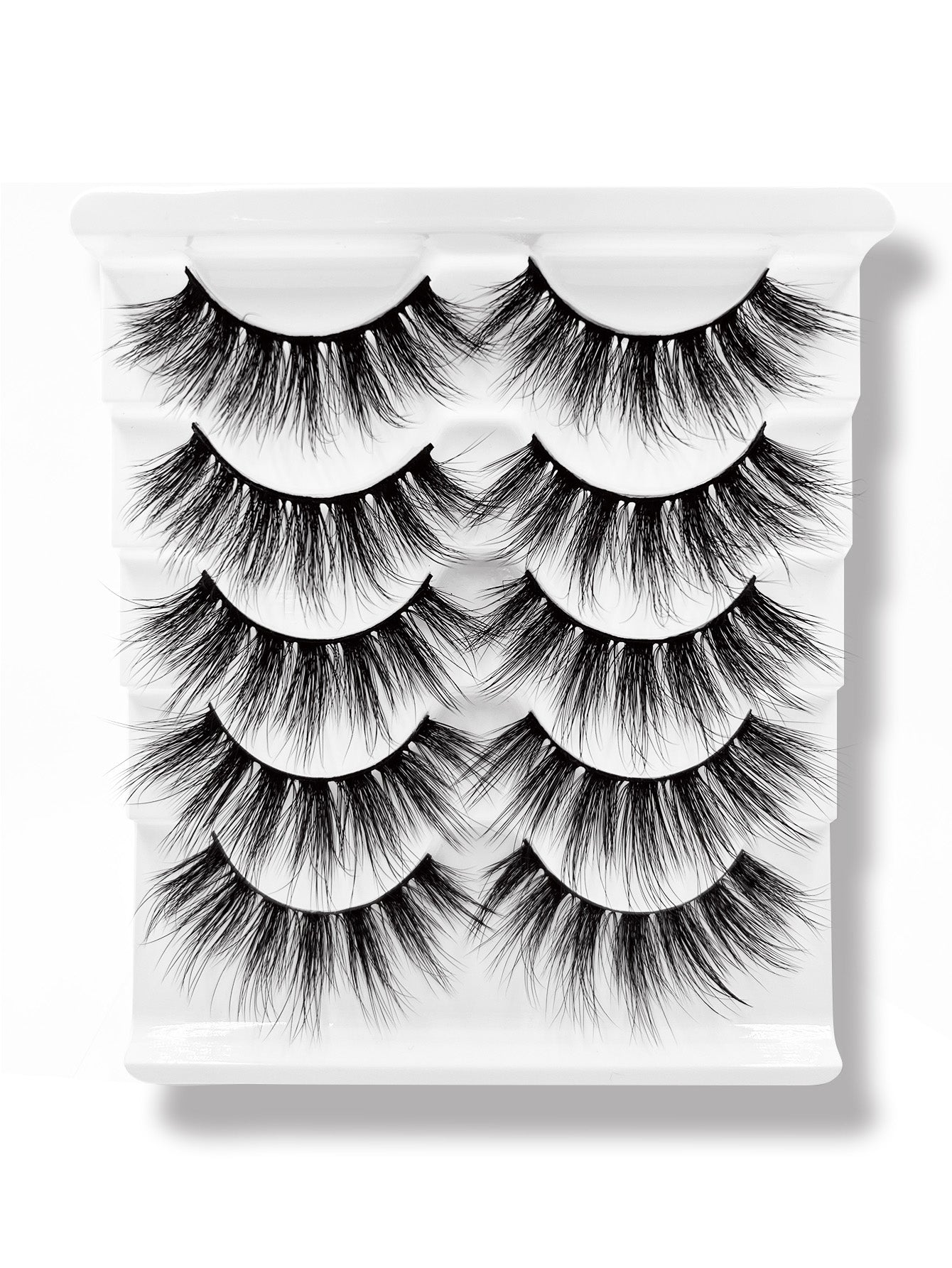 3D Faux Mink False Eyelashes - Voluminous Cluster Style, 5 Pairs