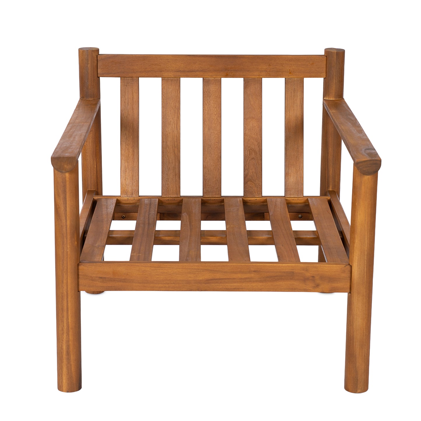 28" Acacia Wood Outdoor Lounge Chair with Thick Cushions - Teak & Beige