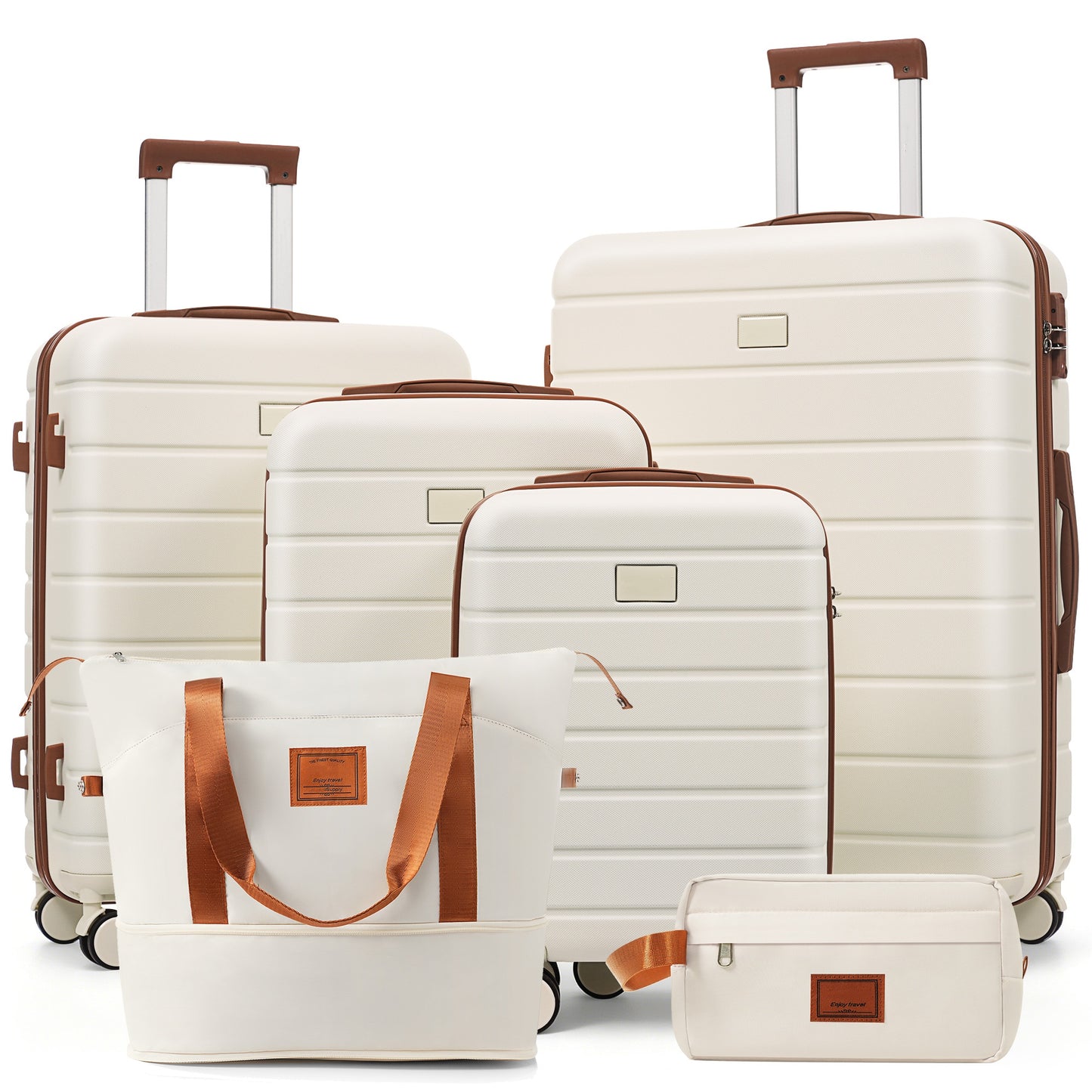 6-Piece Hardside Luggage Set with TSA Lock & Expandable Duffel Bag - Ivory