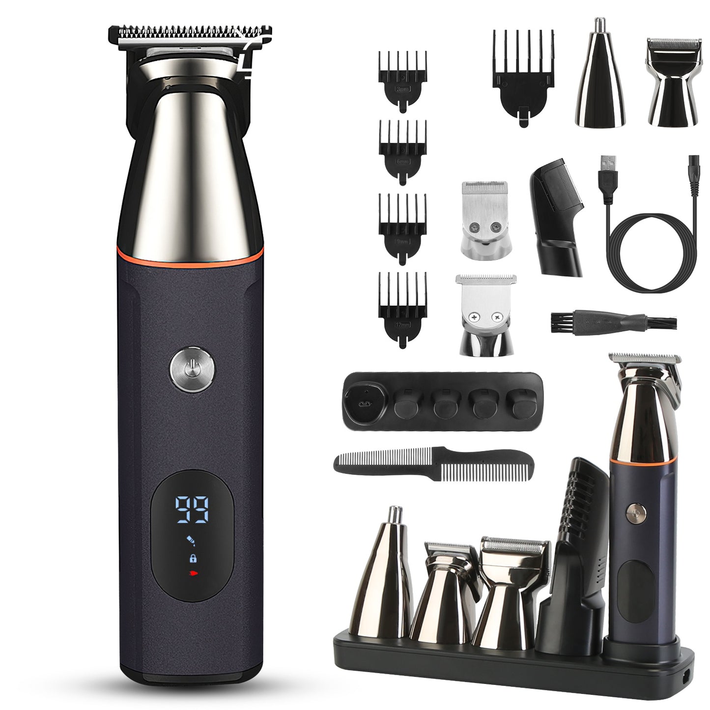 5-in-1 Cordless Beard Trimmer Kit - IPX5 Waterproof Electric Grooming Set