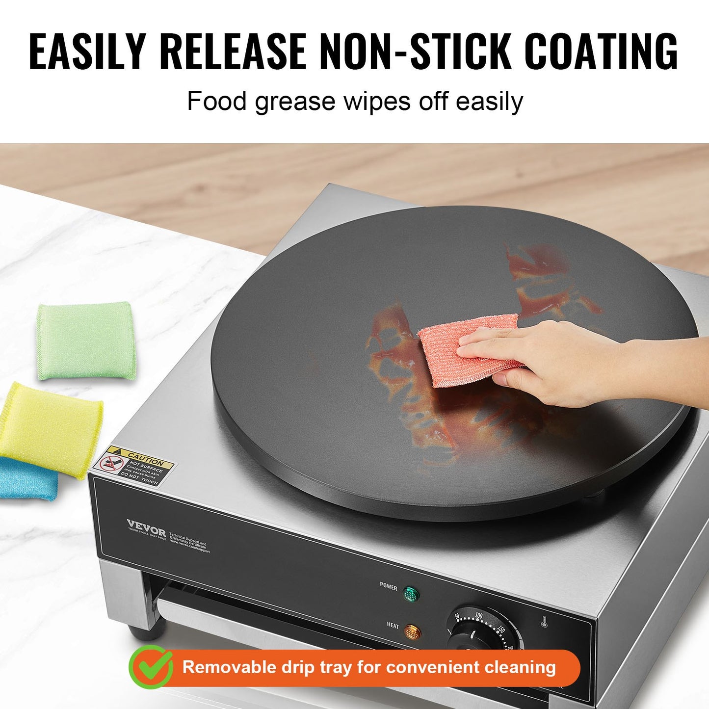 16-Inch Electric Crepe Maker Commercial Kitchen Appliance 1700W Non-Stick