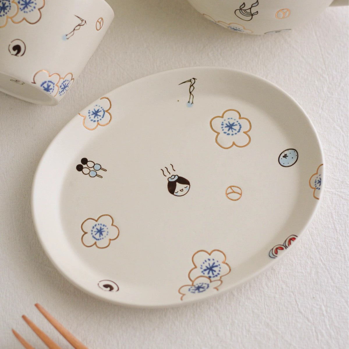 Japanese-Style Ceramic Dinnerware & Tea Set - Cute Porcelain Tableware