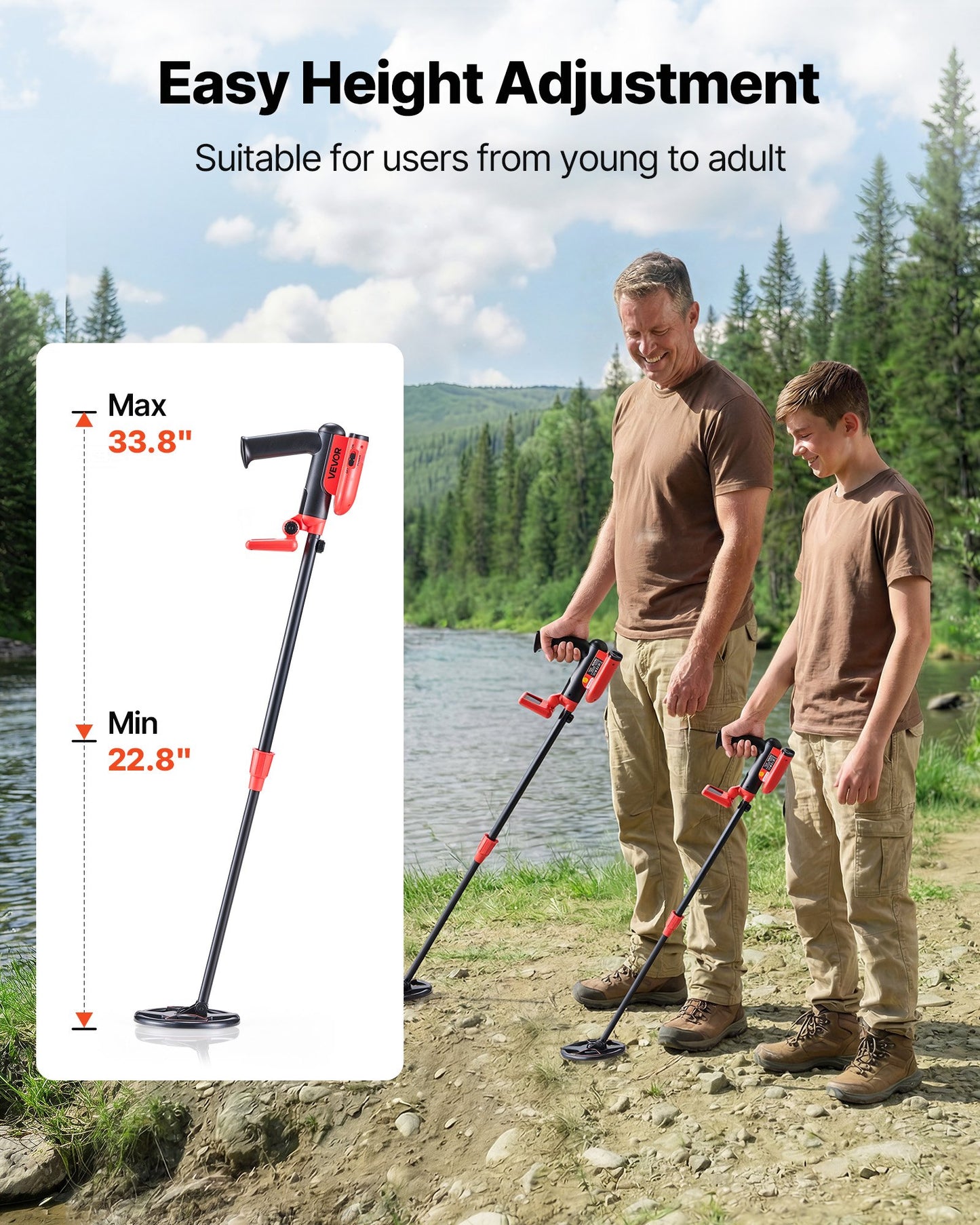 Waterproof Metal Detector with LCD Display, Adjustable Handle, Gold & Treasure Hunting