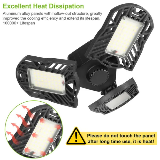 Deformable LED Ceiling Light for Workshops - Mountable, Adjustable Brightness