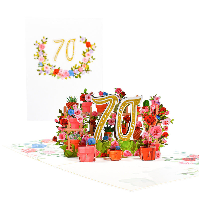 Flowers Anniversary Greeting Card 3D Stereo - Multiple Colors