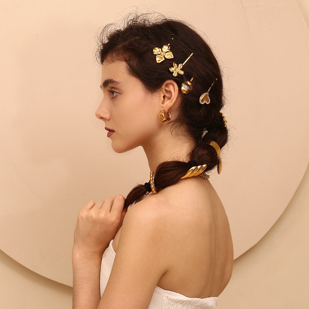 Retro Stainless Steel Hairpin - Gold Fashion Hair Accessories