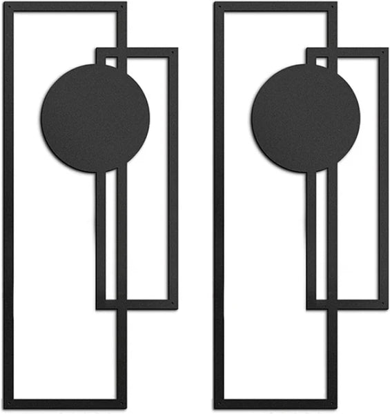 Abstract Line Iron Wall Art Set - Minimalist Black & White Decor