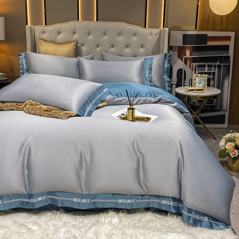 Home Washed Silk Bedding Set Four Piece Quilt Cover Bed Sheets Pillowcases