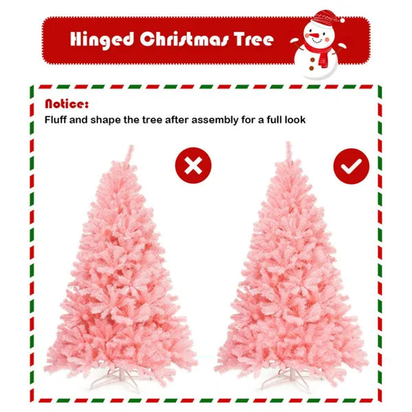 6ft Pink Christmas Tree - 1036 Branch Tips for Festive Ambiance