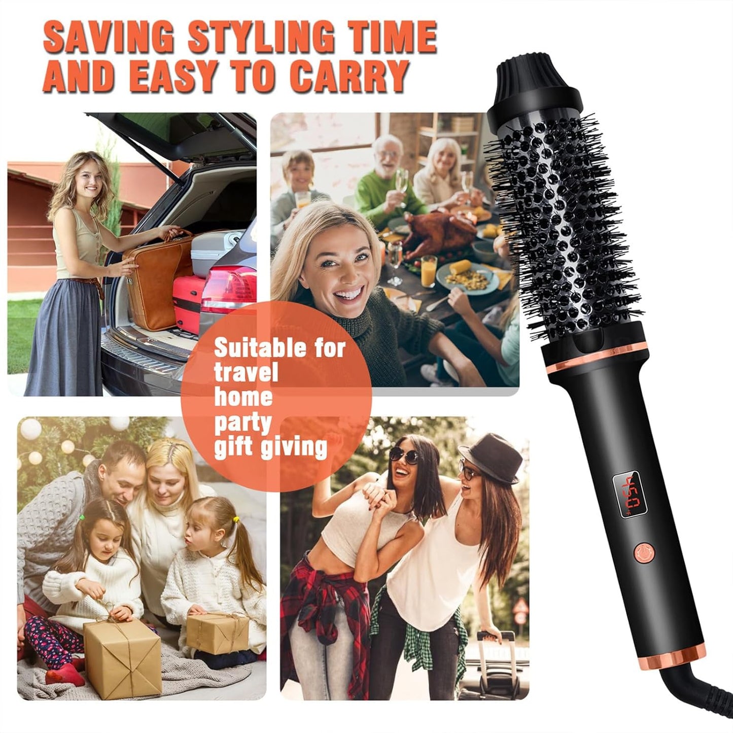 1.5-Inch Ionic Hot Air Curling Brush - Ceramic Thermal Volumizing Styler