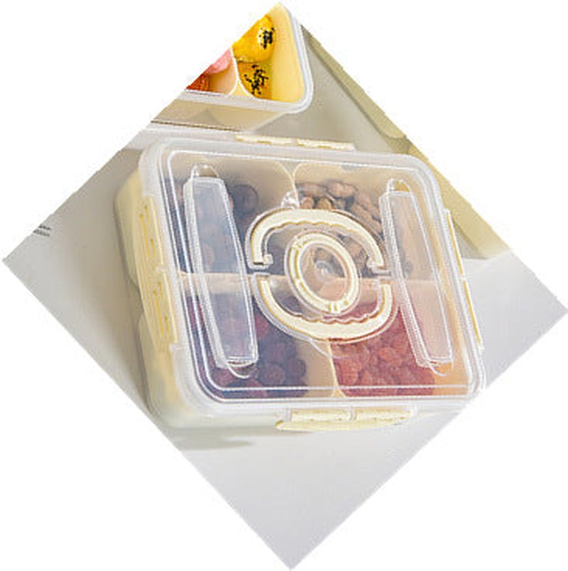 Portable Clear Plastic Food Storage Box with Multiple Compartments