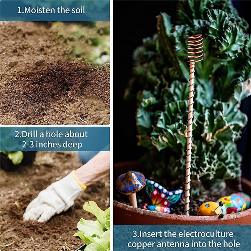 8 Pack 17-Inch Copper Electroculture Plant Stakes for Gardening