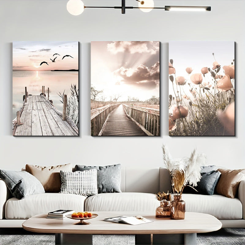 Abstract Warm-Style Decorative Painting for Gallery Corridor Entrance - Frameless Nordic Art