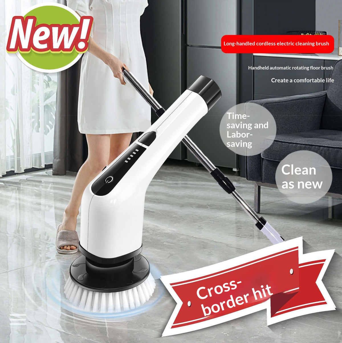 Cordless Electric Cleaning Brush Set for Home Use - Multi-Function Scrubber