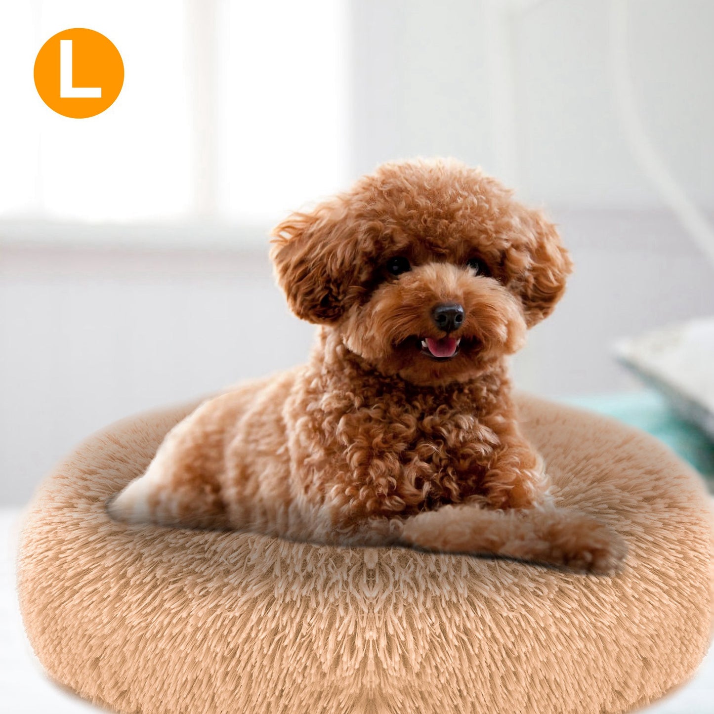 Soft Warm Plush Dog & Cat Bed with Supportive Rim and Non-Slip Bottom
