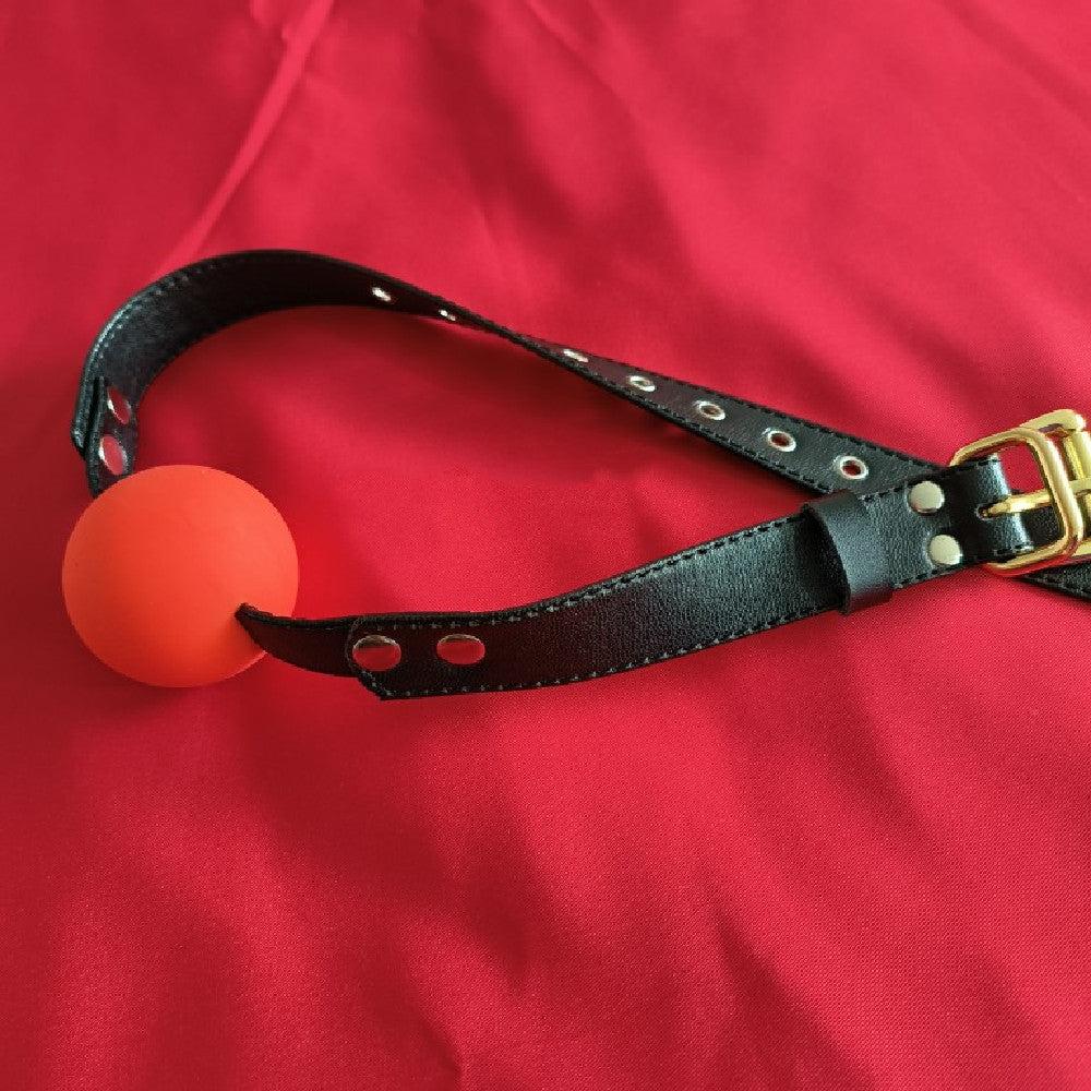 Adult Leather Mouth Plug Ball Toy for Wellness & Play - Adjustable