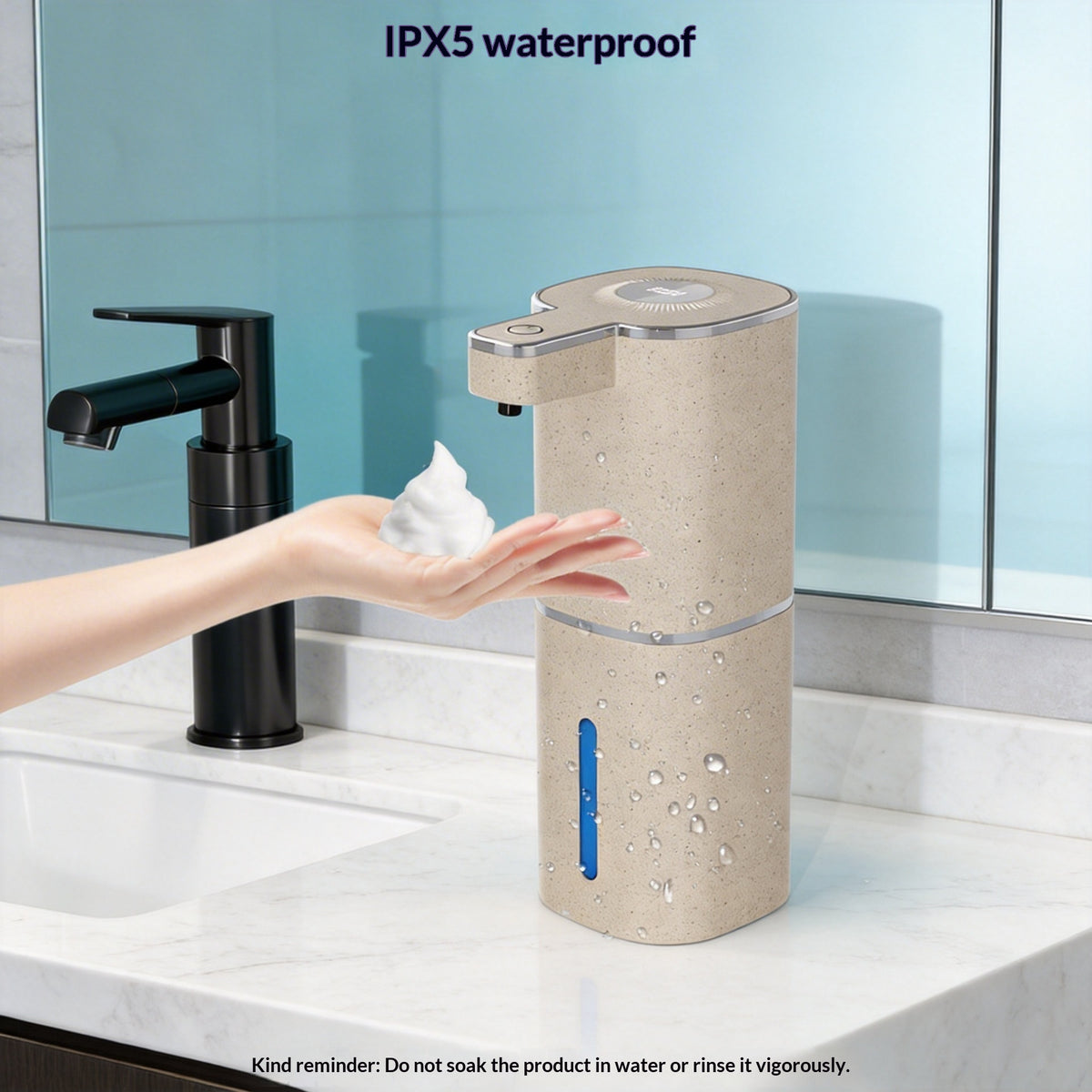 Induction Sink Soap Dispenser with Adjustable Battery-Powered Foam & Drip Styles