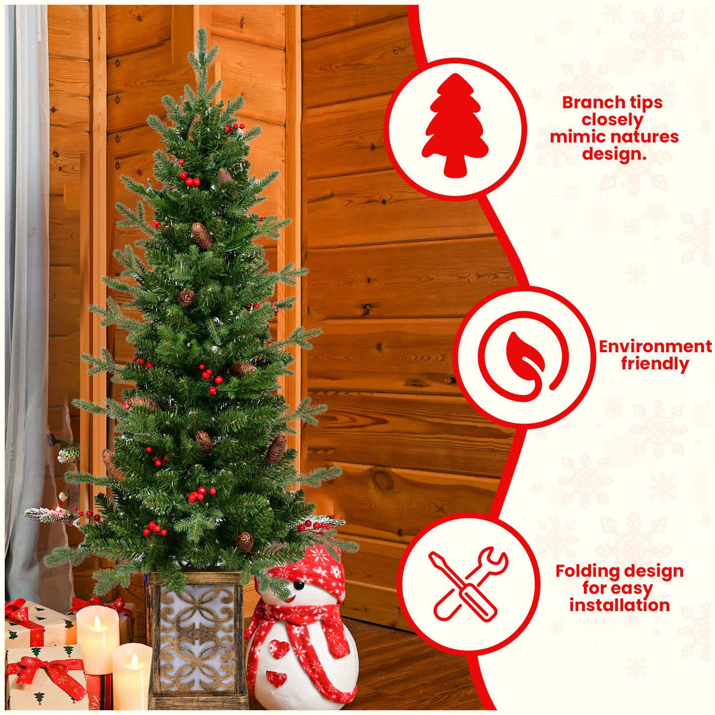 4ft Pre-Lit Potted Christmas Tree with Multicolor Lights