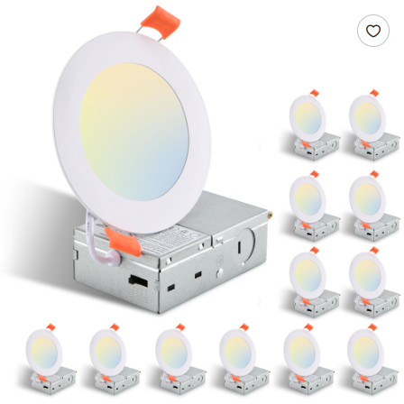 4 Inch Ultra-Thin Dimmable Recessed LED Ceiling Light Kit - Color Changing, Easy Install