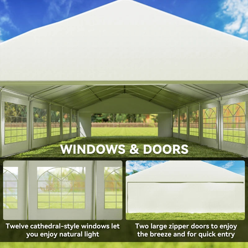 Large Outdoor Carport Canopy Party Tent with Removable Sidewalls - White