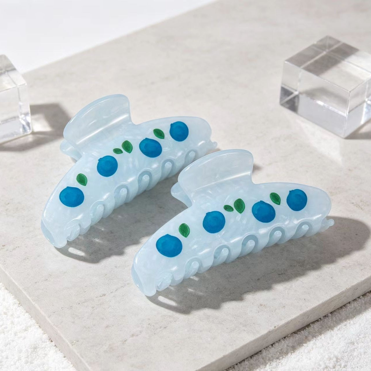 Blue Fruit-Style Acrylic Hair Clip - Korean Creative Hair Accessory