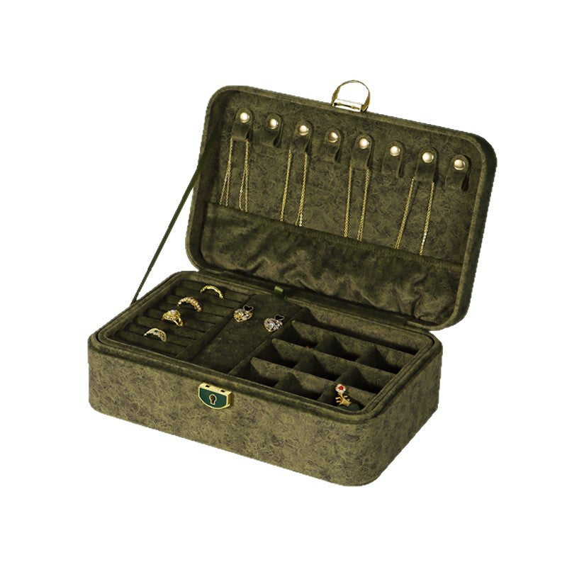 Double-Layer Jewelry Storage Box with Lock for Earrings & Bracelets
