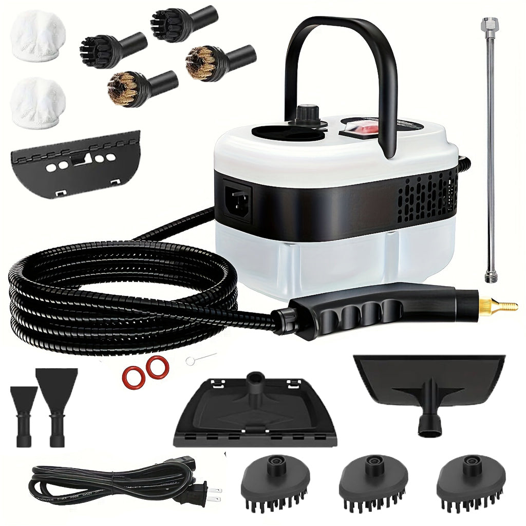 High-Power Handheld Steam Cleaner 2500W with 12 Attachments for Home & Car Cleaning
