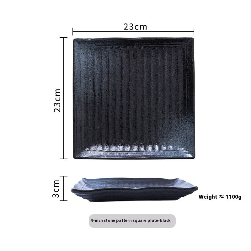 Ceramic Sushi Plate - 9-Inch Square Porcelain Tableware for Kitchen & Dining