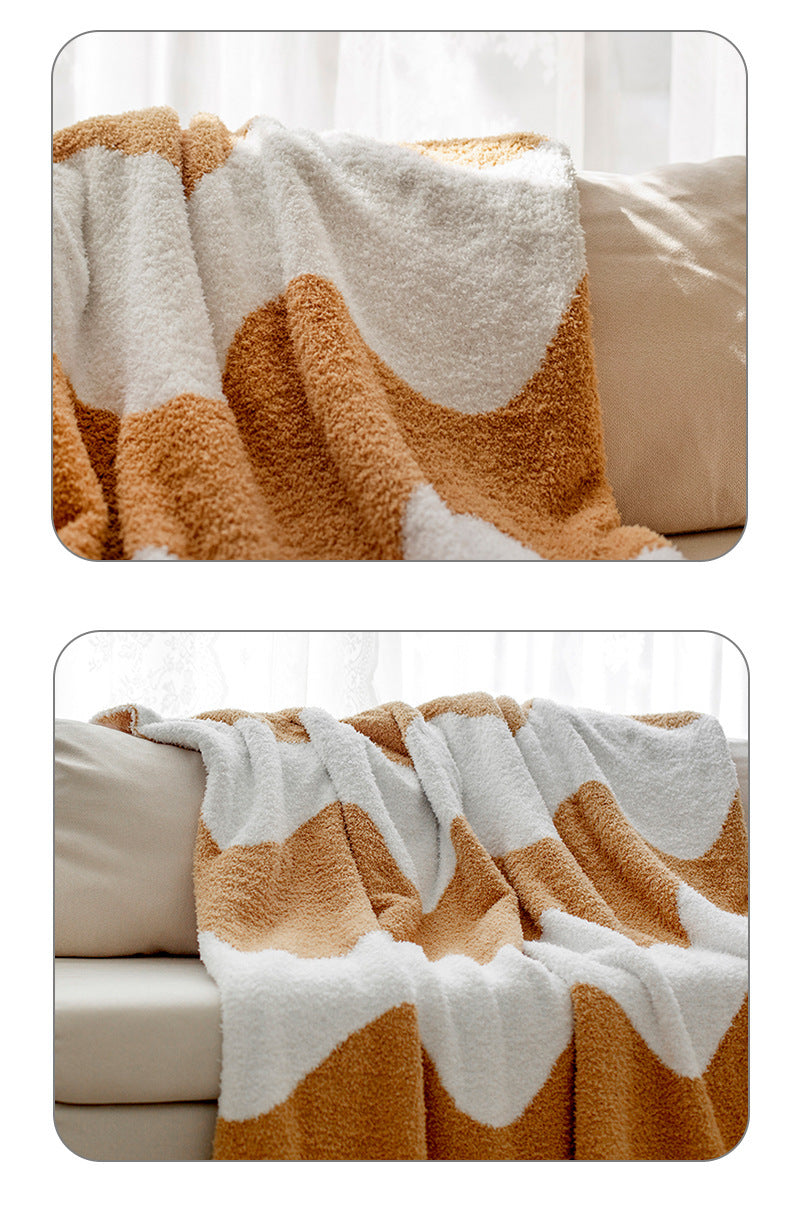 Nordic Style Half Velvet Knitted Sofa Blanket - Home Textiles