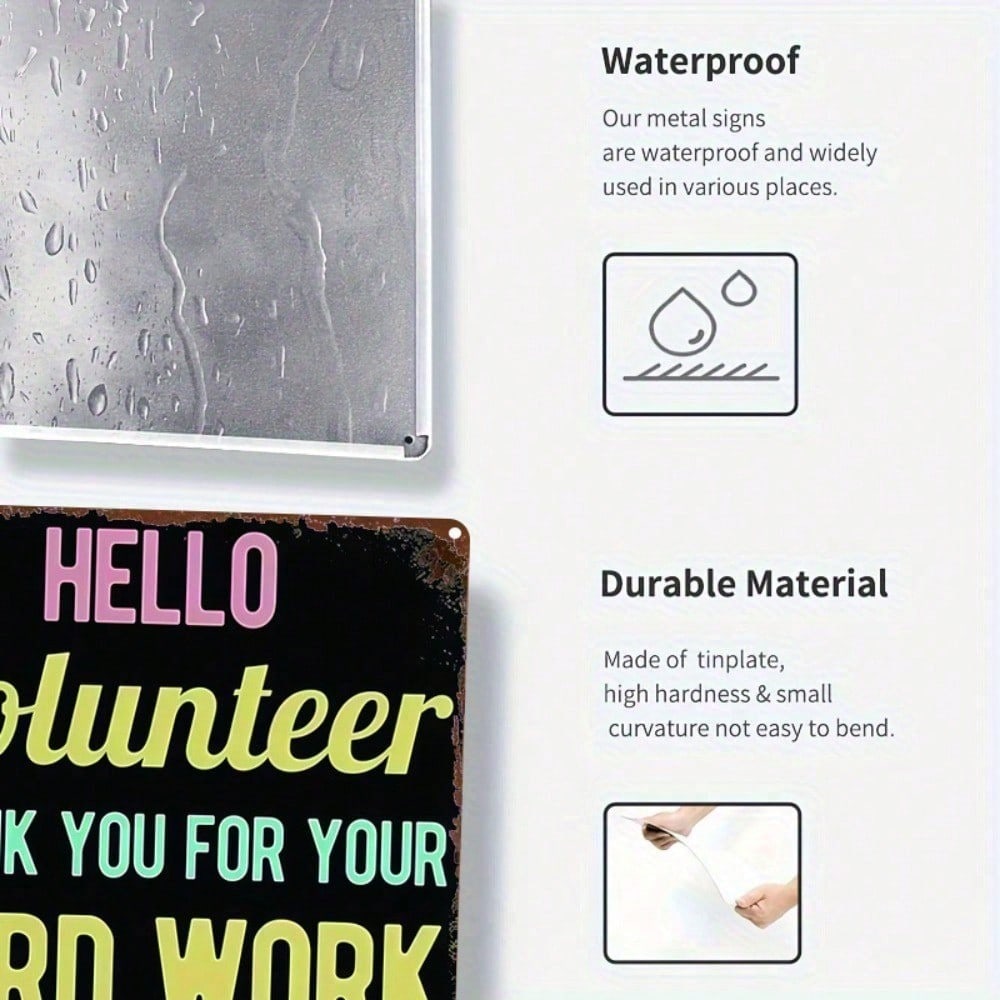 Vintage Volunteer Metal Sign - Retro Wall Plaque 8x12in