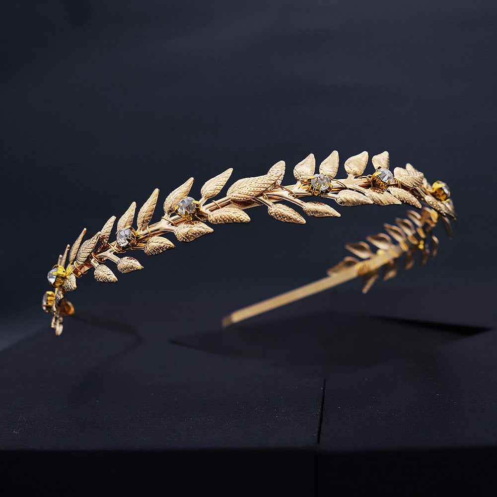 Gold Rhinestone Leaf Headband